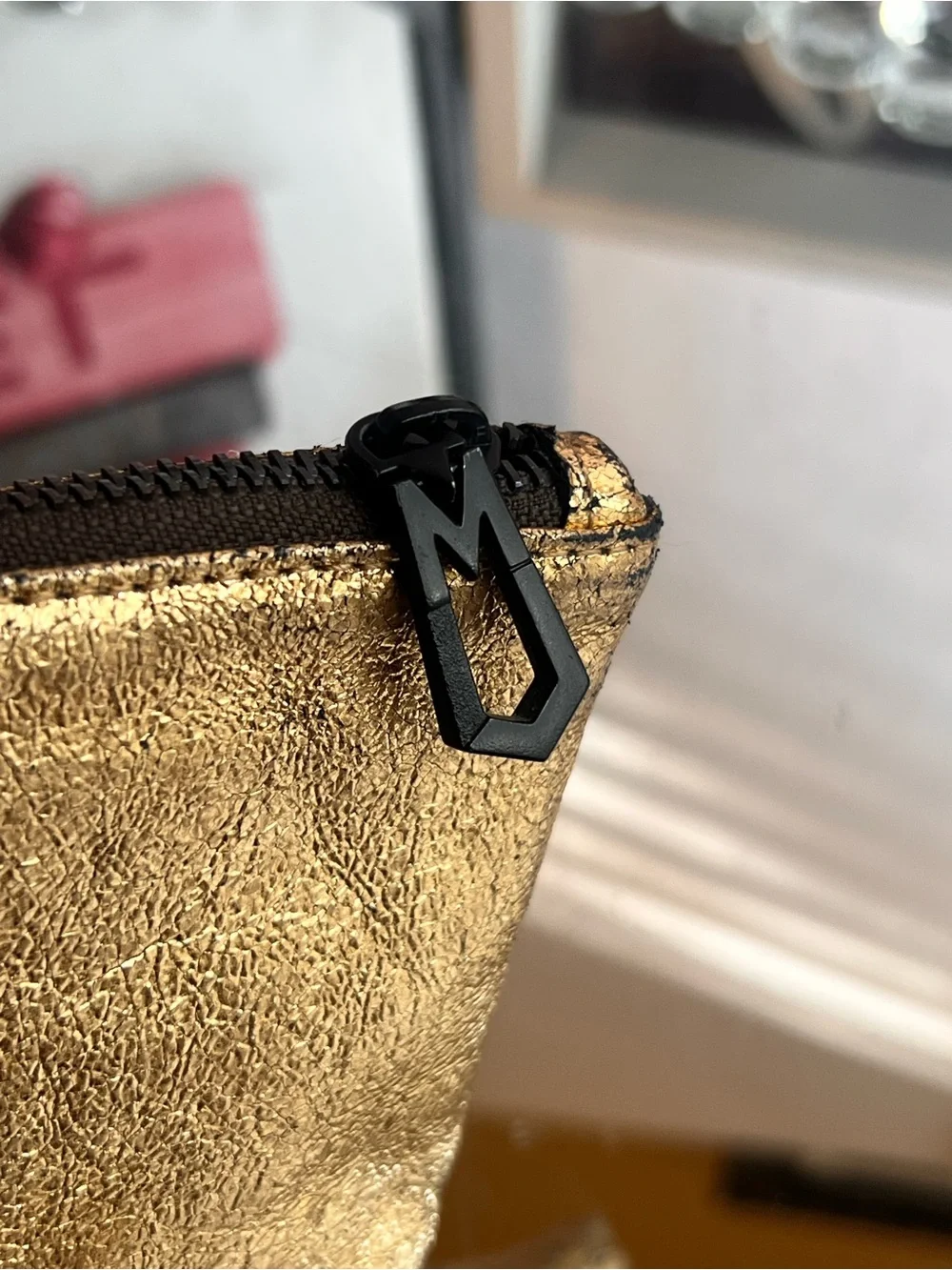 Marc Jacobs Metallic Gold Leather Wristlet Clutch